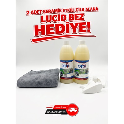 2 Adet Seramik Etkili Cila 720 ML + 40x60 Lucid Mikrofiber Bez Hediye