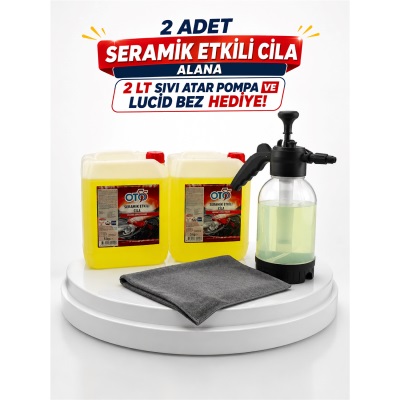 2 ADET SERAMİK ETKİLİ CİLA ALANA 2 LT SIVI ATAN POMPA VE BEZ HEDİYE