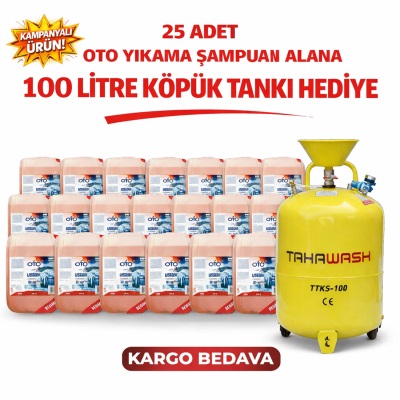 25 Adet Oto Şampuanı Alana + TAHAWASH 100 Litre Köpük Tankı Hediye