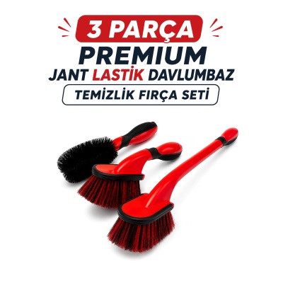 3 Parça Premium Jant Lastik Davlumbaz Temizlik Fırça Seti